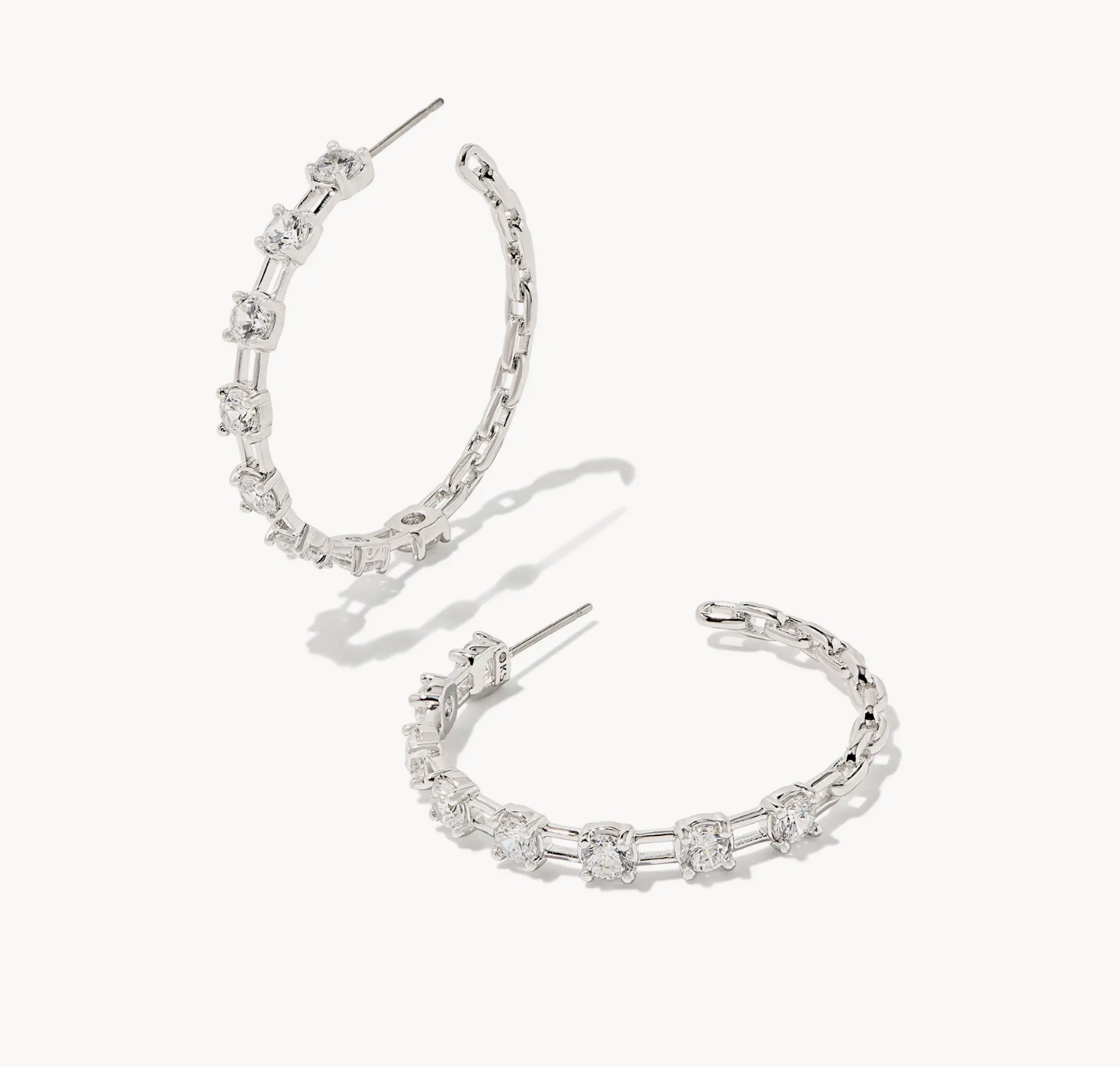 Lexi Hoop Rhod White Crystal Earrings
