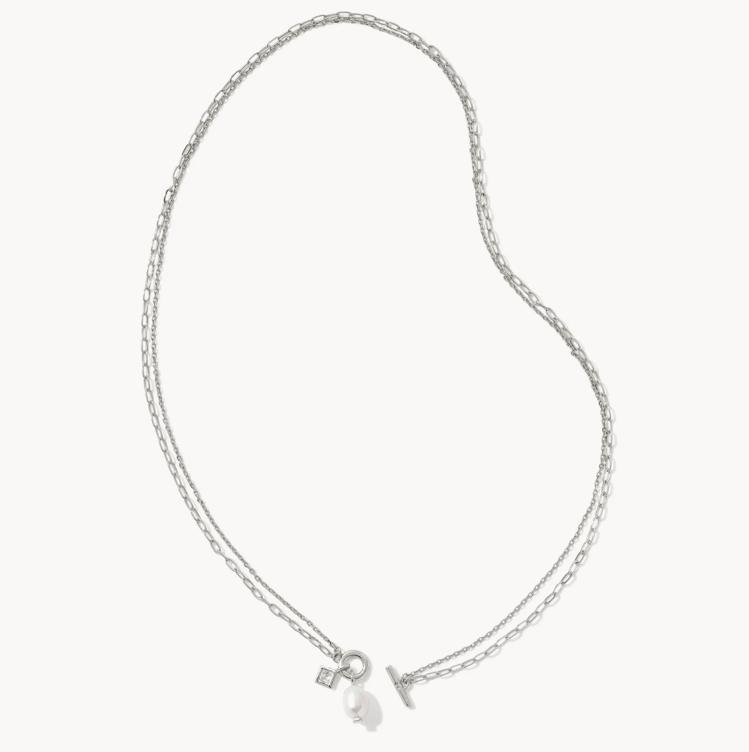 Kendra Scott Eve Multi Strand Rhod Nickel White Pearl Necklace