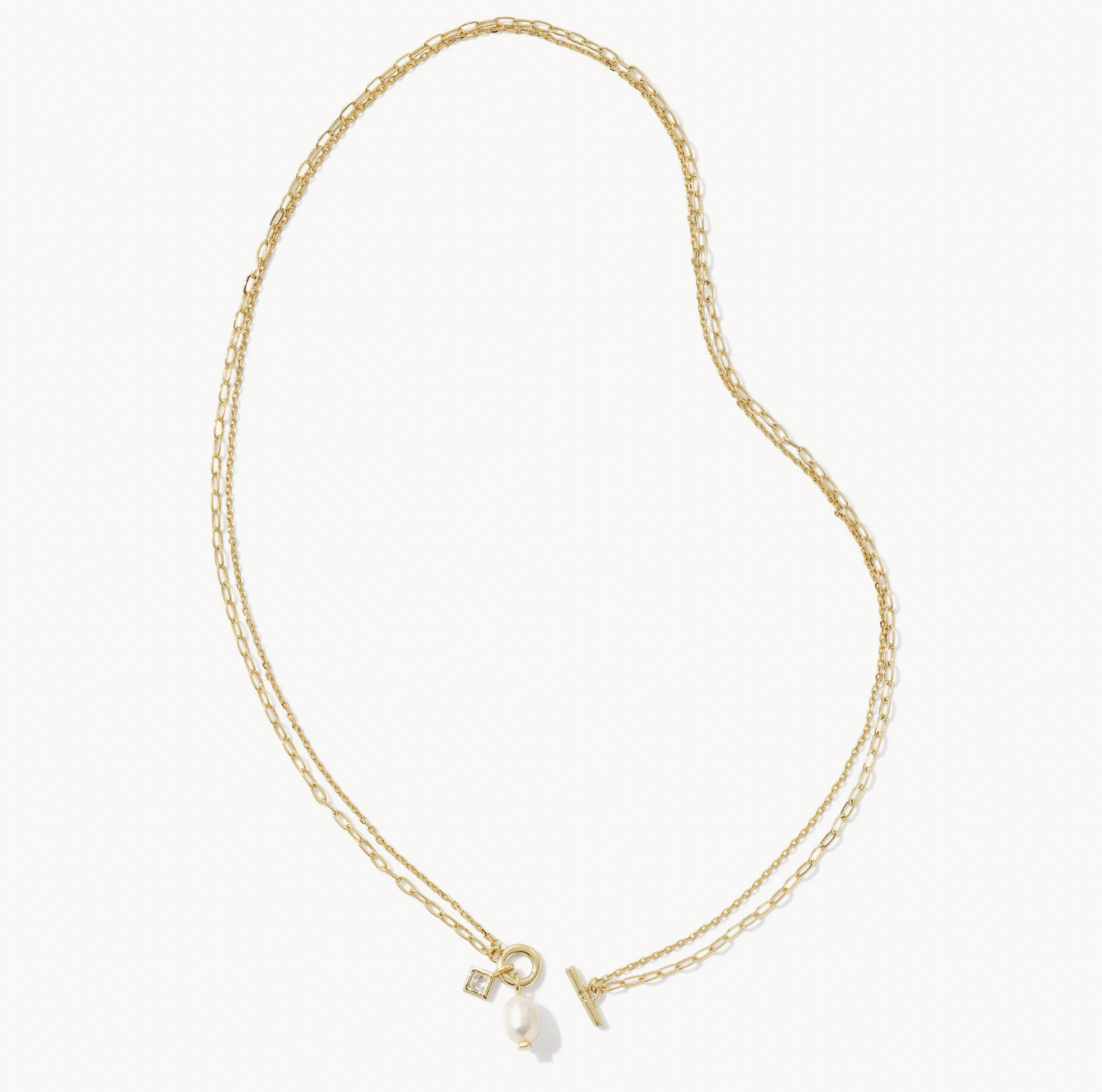 Kendra Scott Eve Multi Strand Gold Nickel White Pearl Necklace