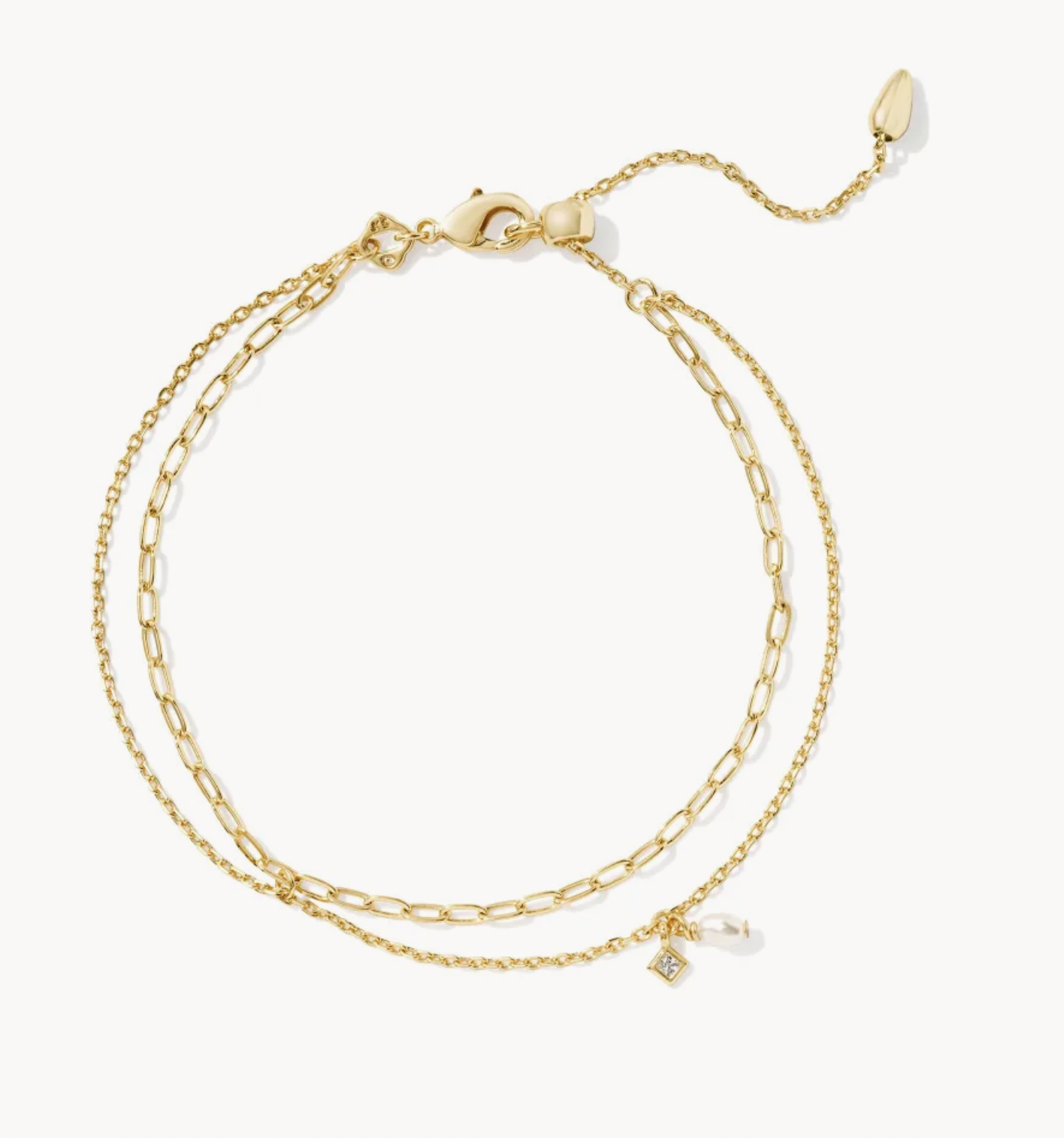 Kendra Scott Eve Multi Strand White Pearl Gold Bracelet