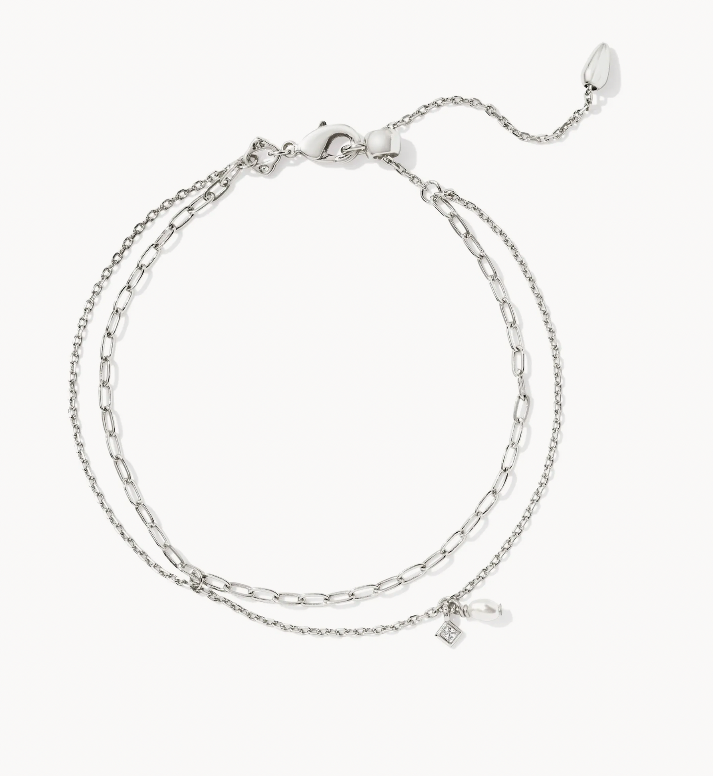 Kendra Scott Eve Multi Strand White Pearl Rhod Bracelet