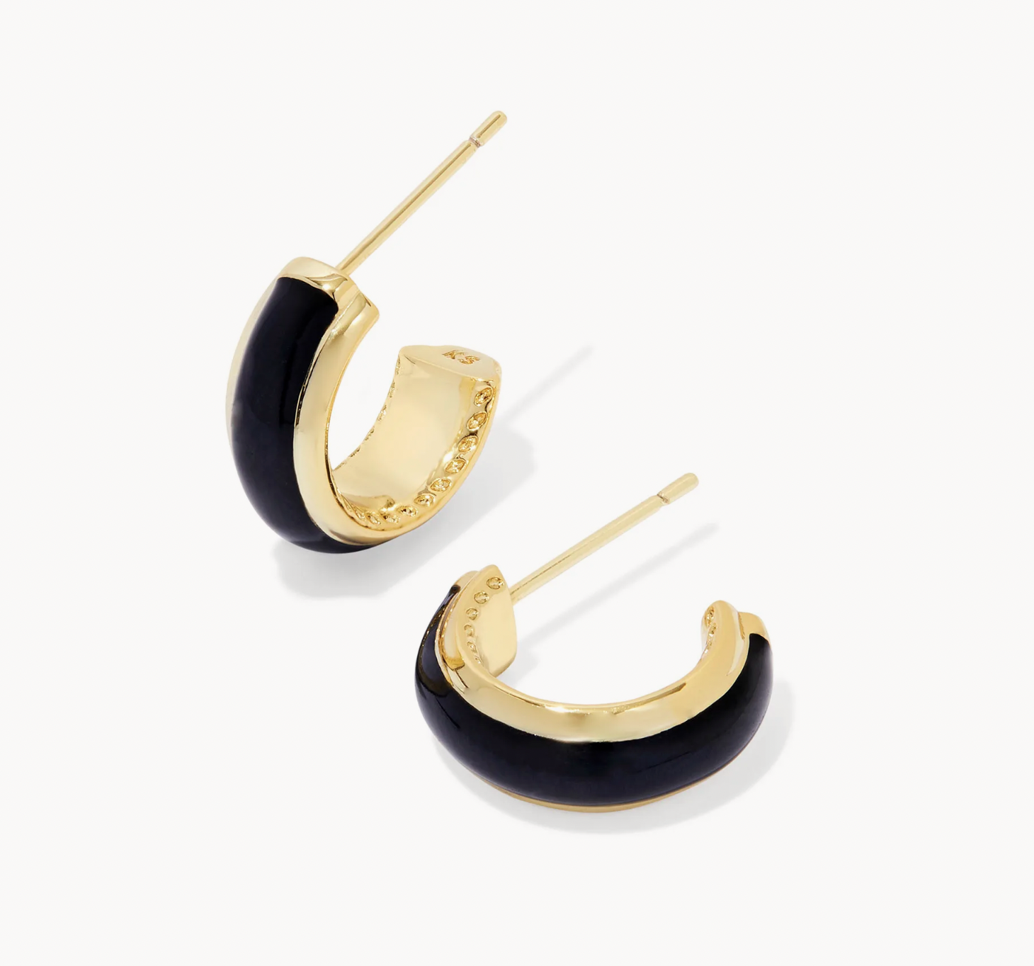 Kendra Scott Ainsley Huggie Gold Black Enamel Earrings