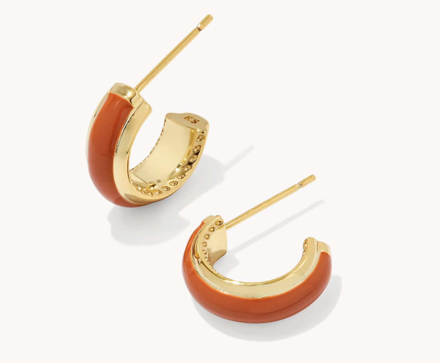 Kendra Scott Ainsley Huggie Gold Enamel Earrings Orange