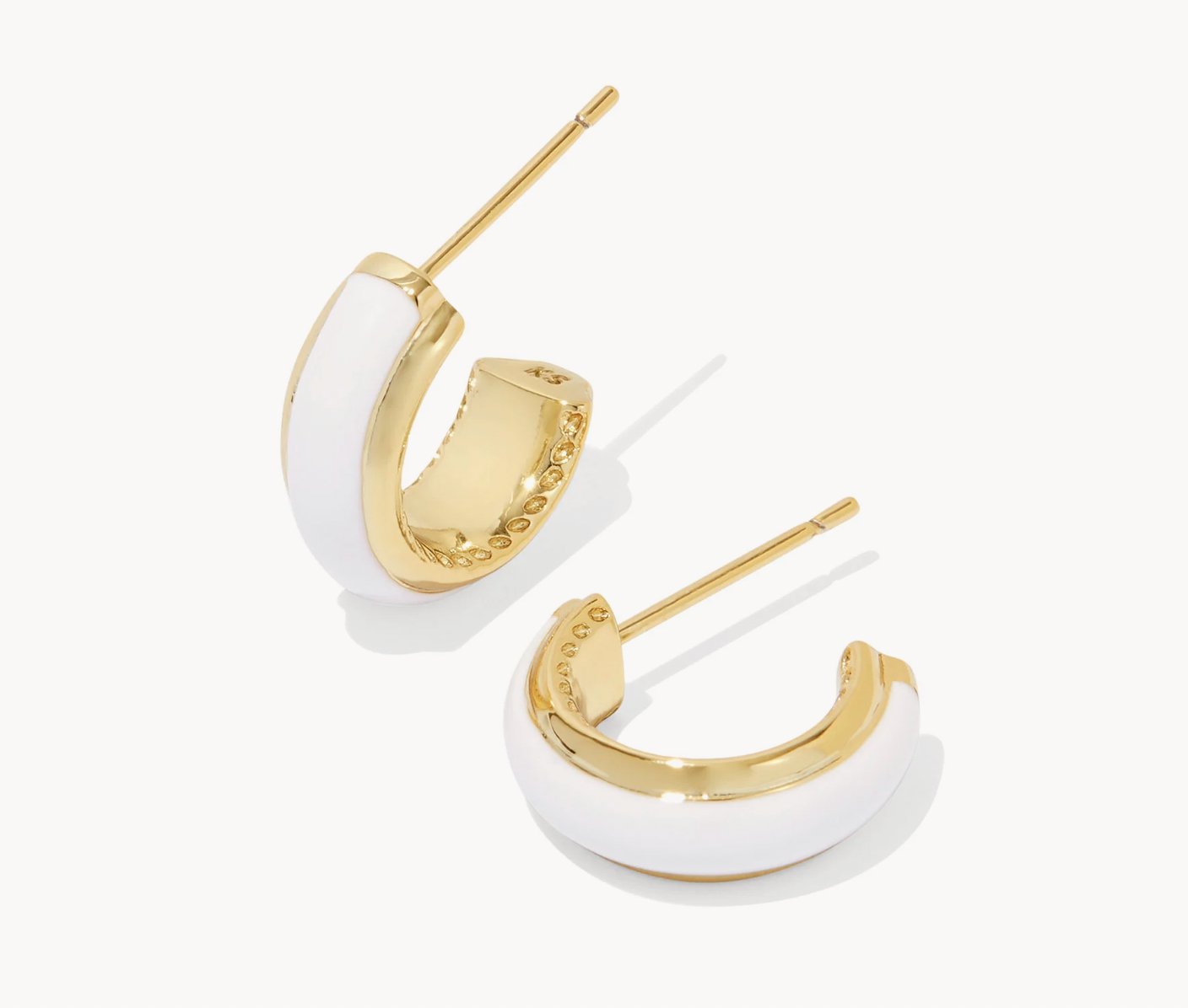 Kendra Scott Ainsley Huggie Gold White Enamel Earrings