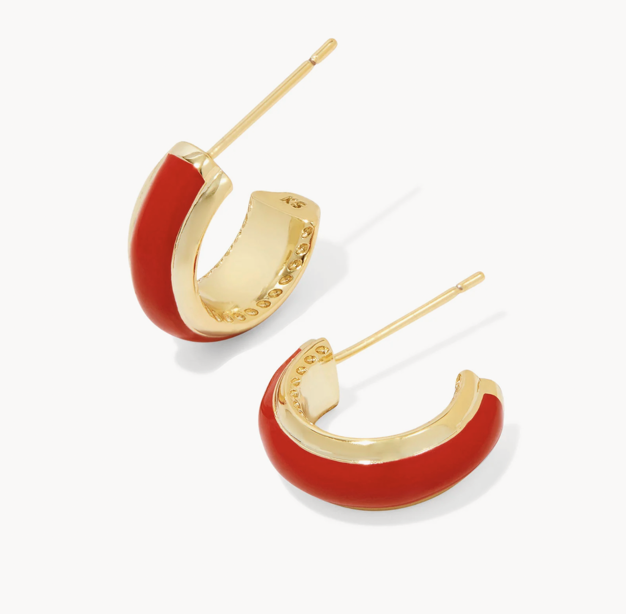 Kendra Scott Ainsley Huggie Gold Red Enamel Earrings