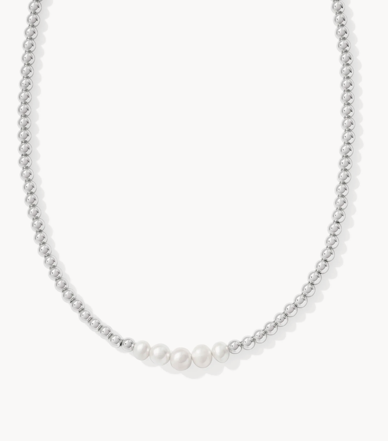 Kendra Scott Eve Beaded Stranded Rhod Nickel White Pearl Necklace