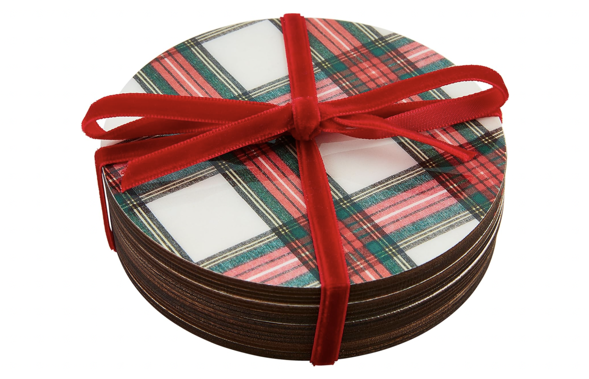 White Tartan Lacquer Coaster Set