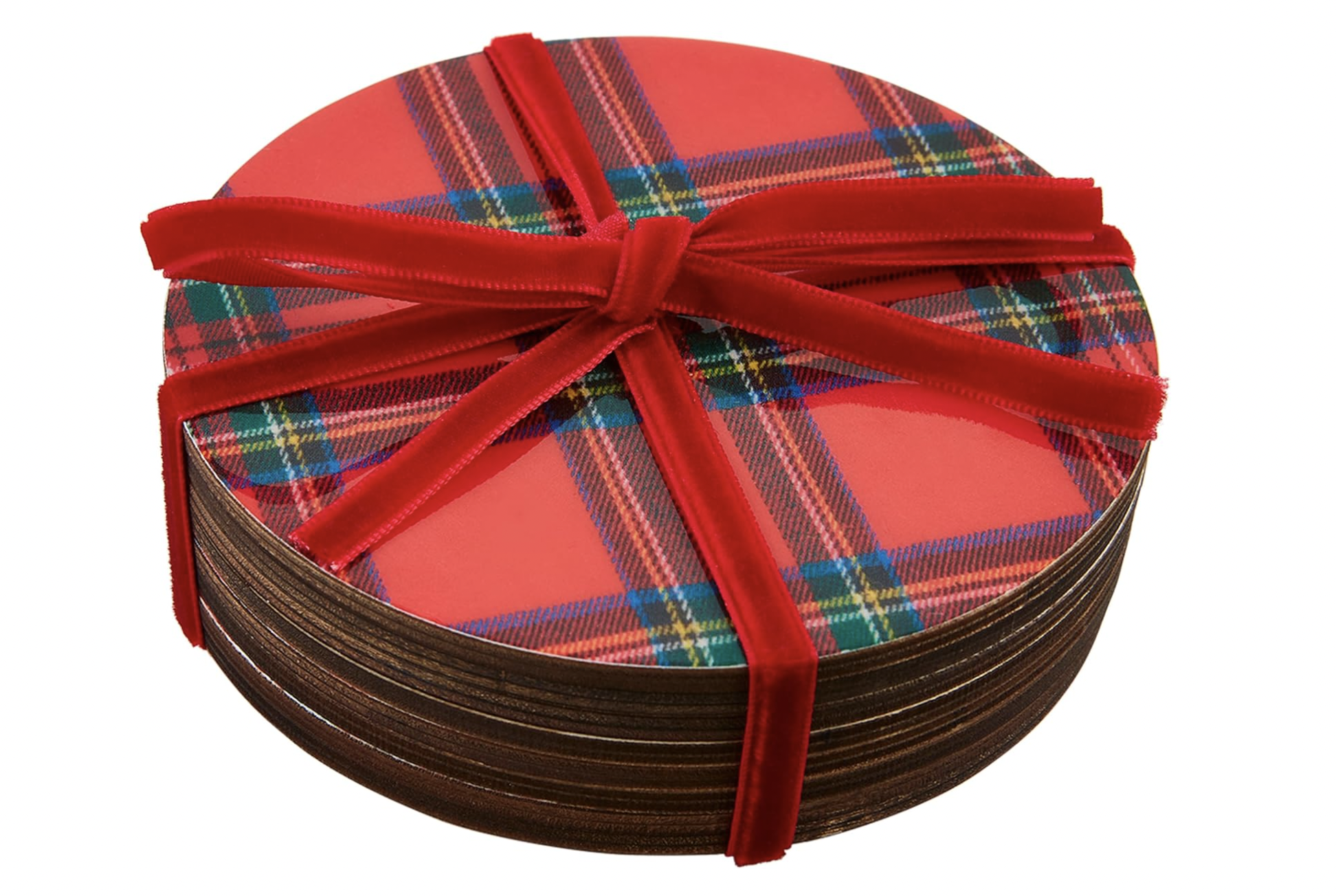 Red Tartan Lacquer Coaster Set