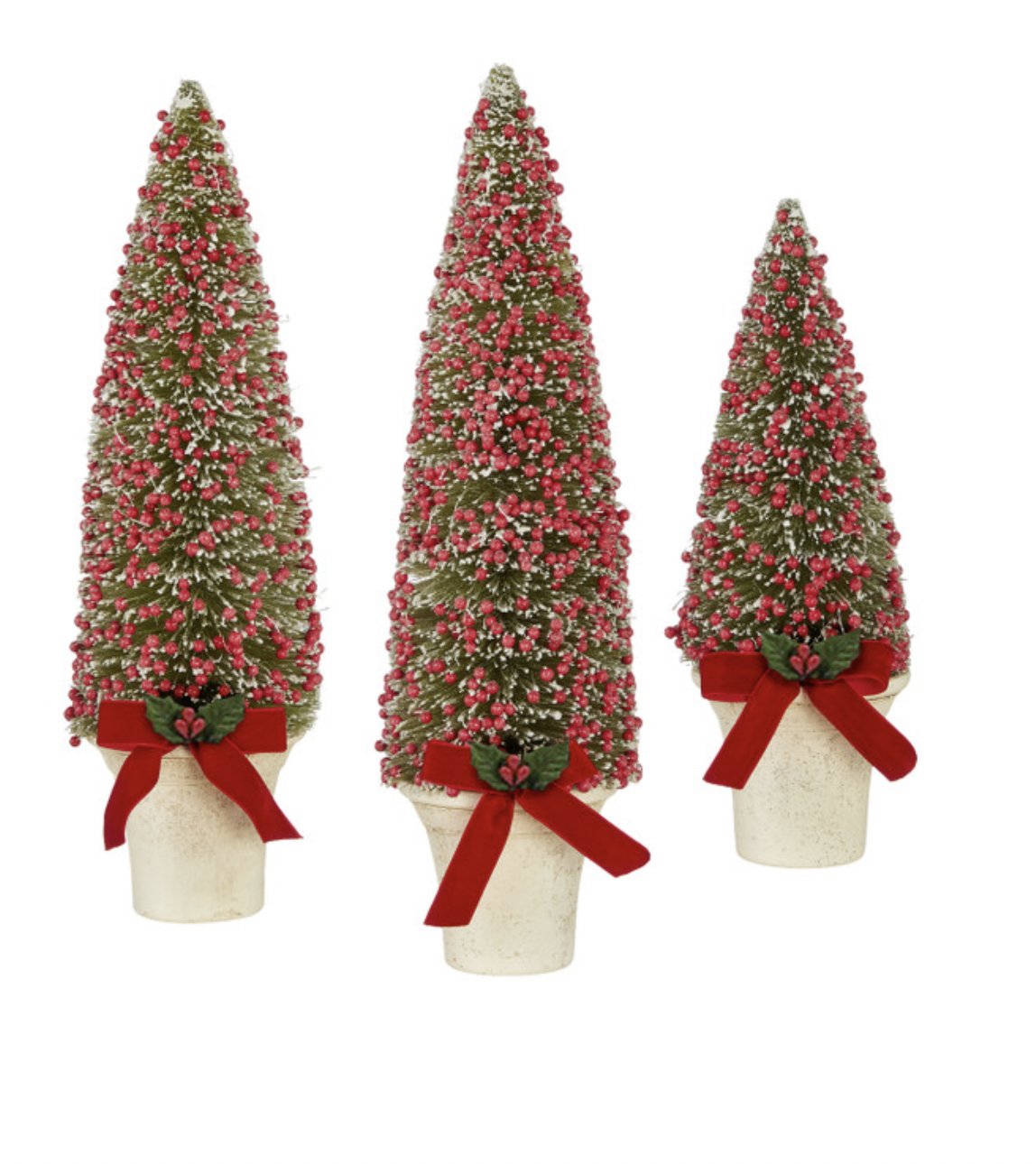 Raz Imports Potted Brush Trees with Red Berries-Medium