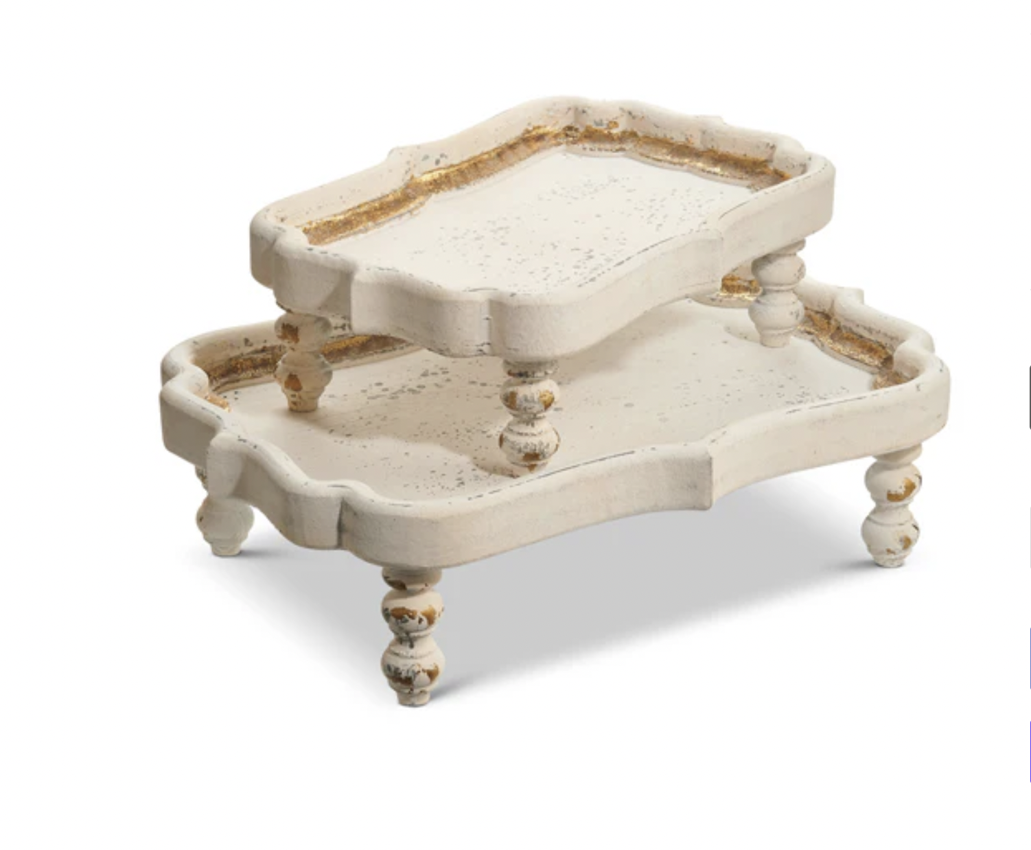 Raz Imports Distressed White Footed Trays-Small