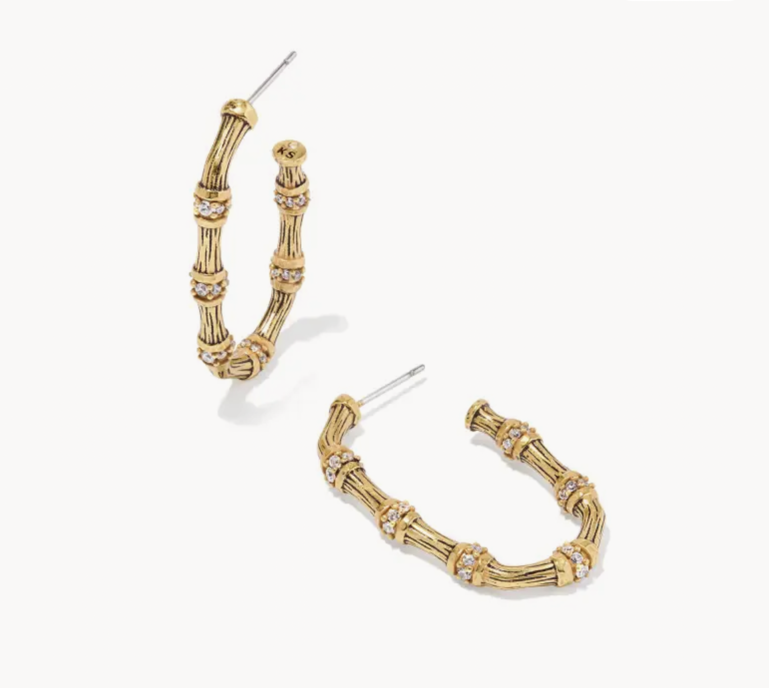 Maura Vintage Hoop Gold White Crystal