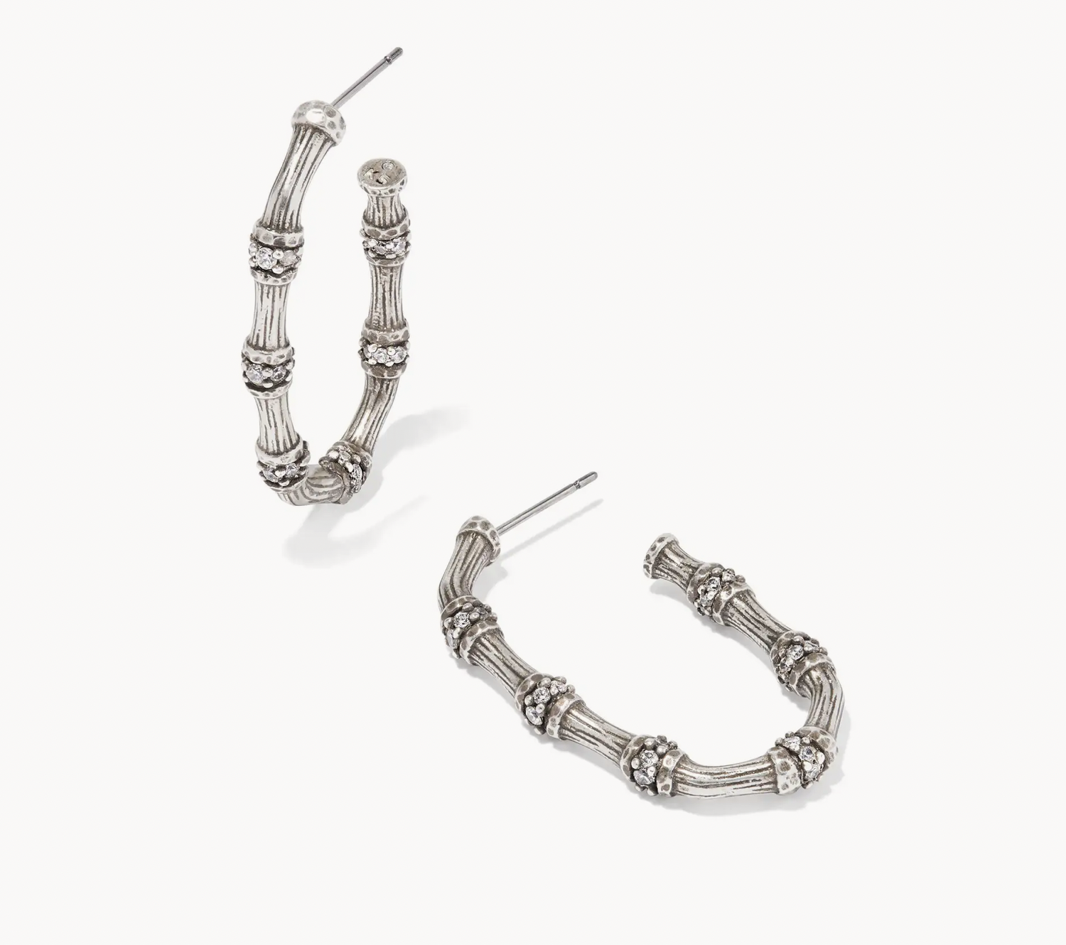 Maura Vintage Hoop Silver White Crystal