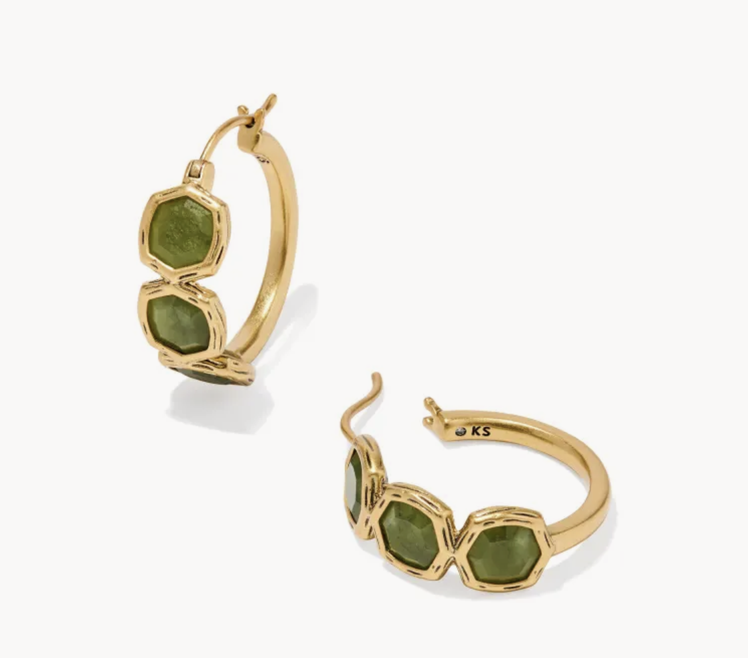 Kendra Scott Maura Hoop Gold Sage Serpentine