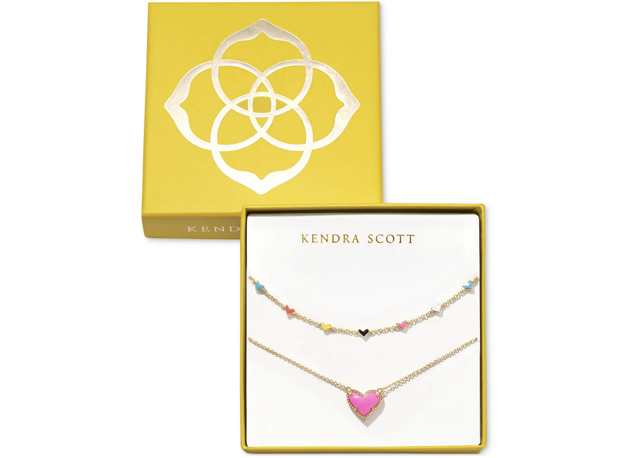 Kendra Scott Ari Haven Heart Gift Set Gold Neon Pink