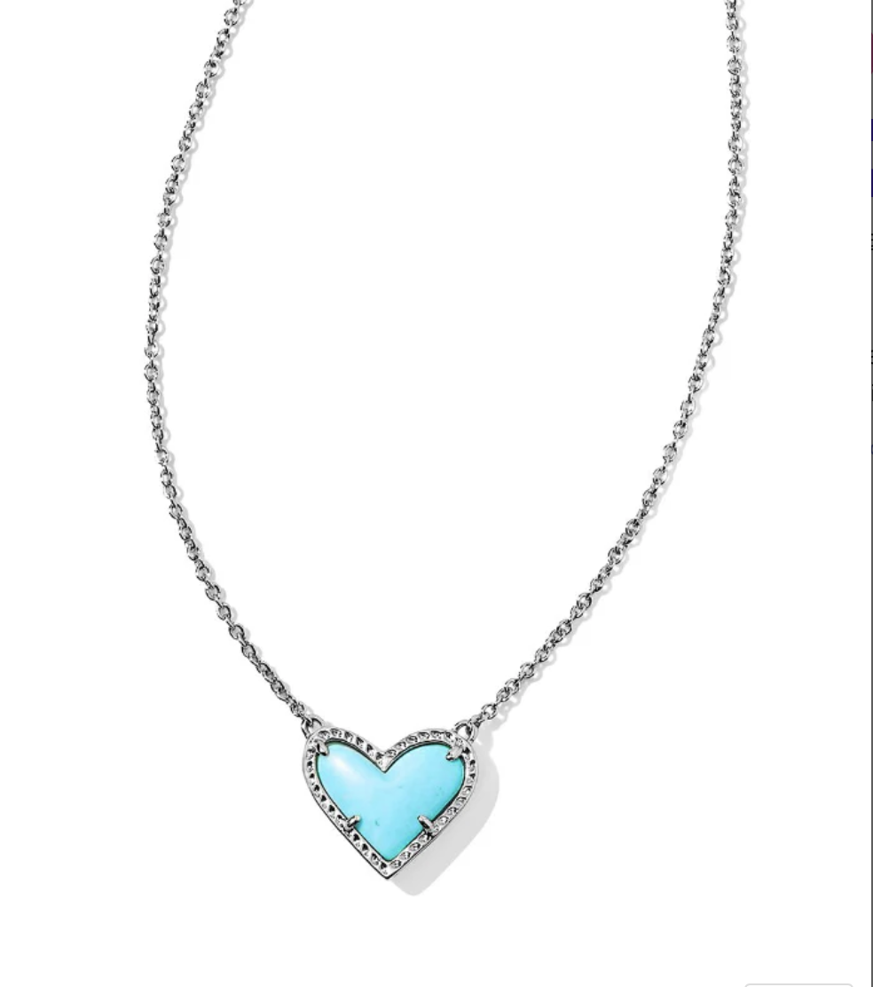 Kendra Scott Ari Heart Short Pendant Rhod Turquoise