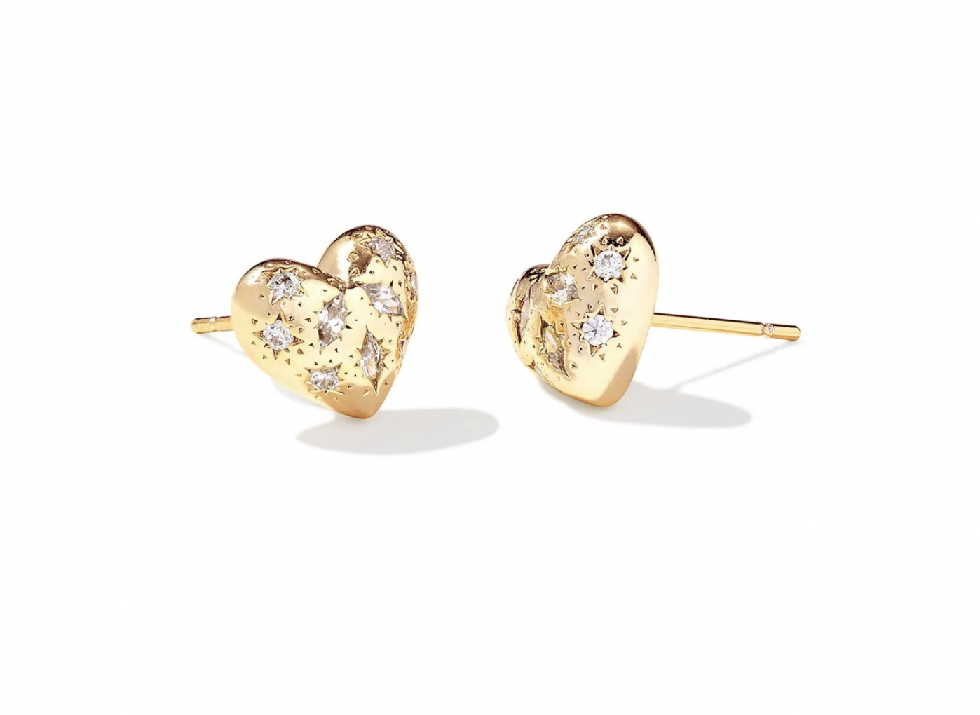 Kendra Scott Holland Heart Stud Earrings Gold White Crystal