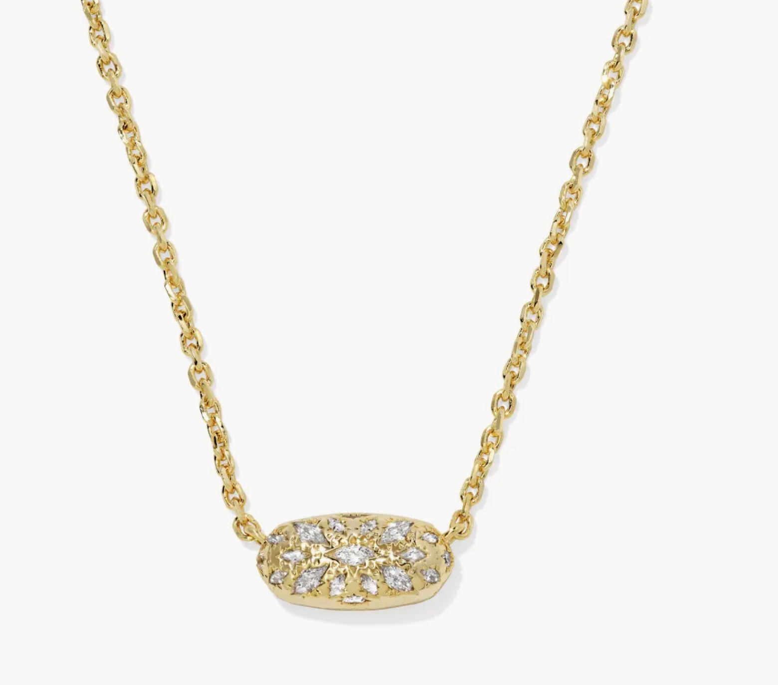 Kendra Scott Holland Heart Pendant Nickel Gold White Crystal