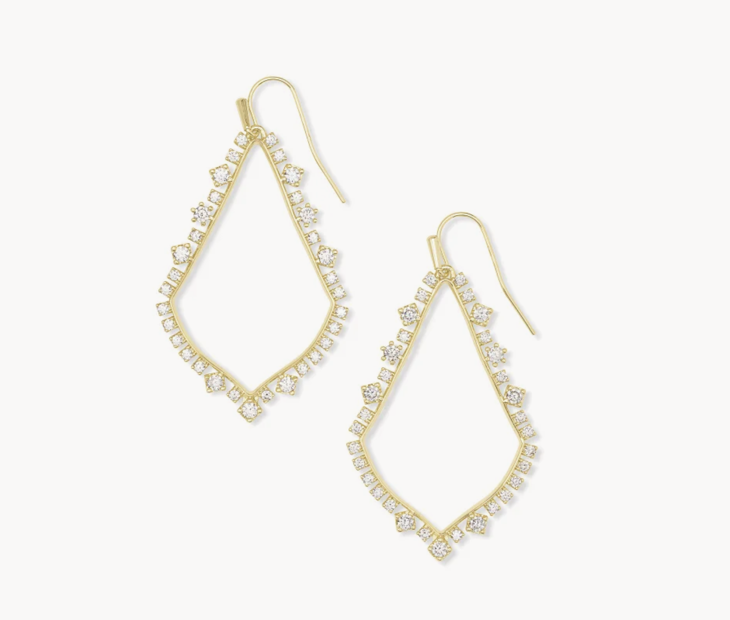 Kendra Scott Sophee Crystal Open Frame Earrings White Gold Crystal