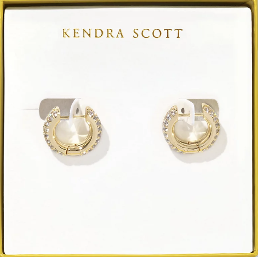 Kendra Scott Boxed Mikki Pave Huggie White Gold