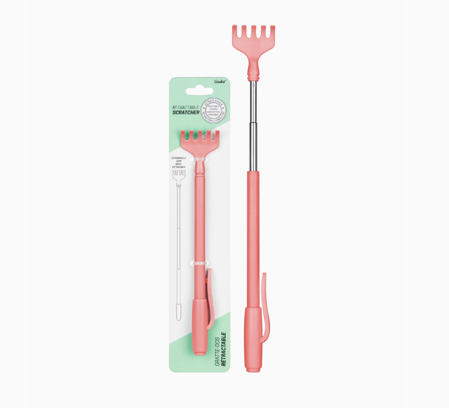 Lindo Retractable Back Scratcher-Coral