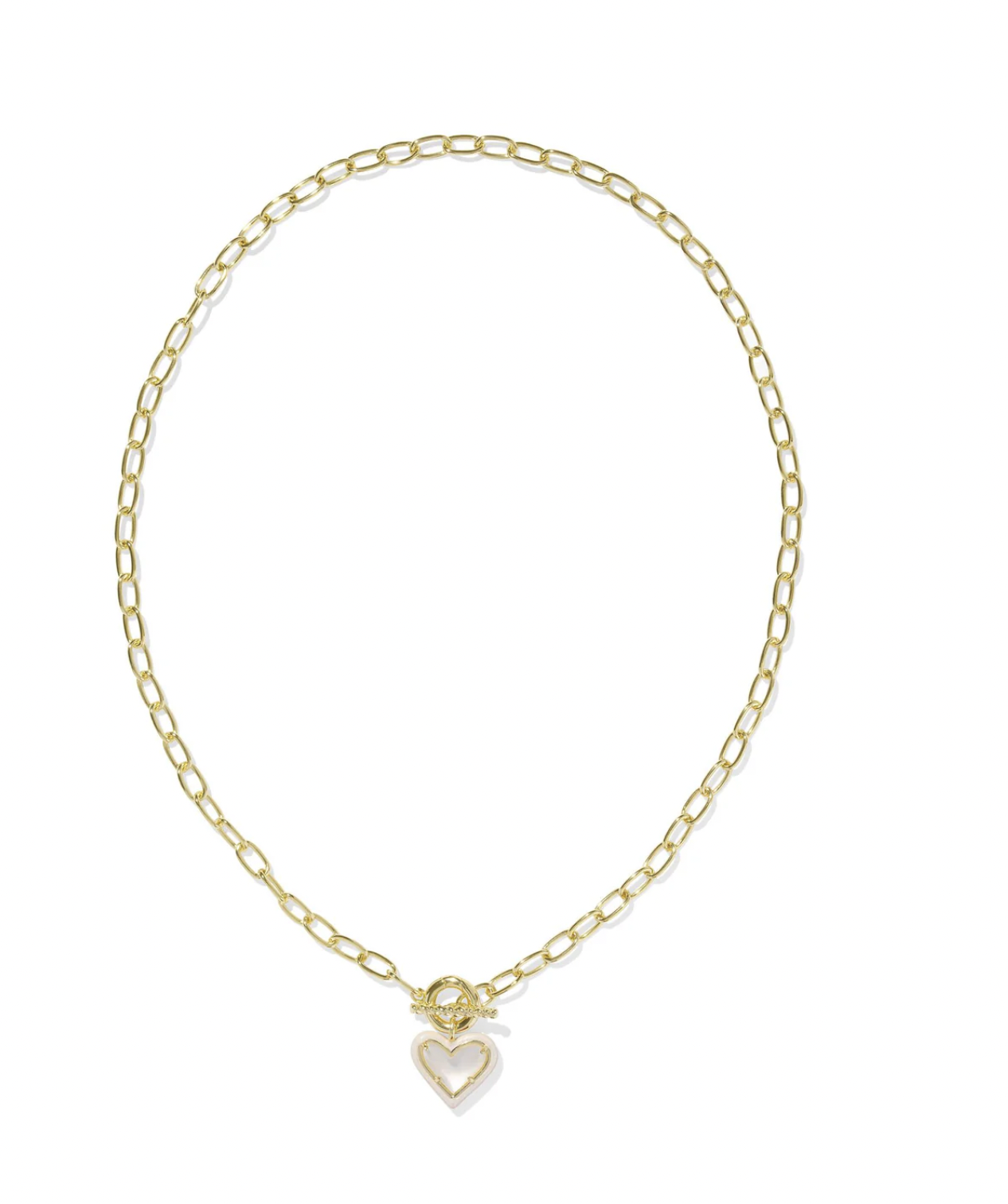 Ari Heart Chain Rhod Nickel Blush MOP Necklace