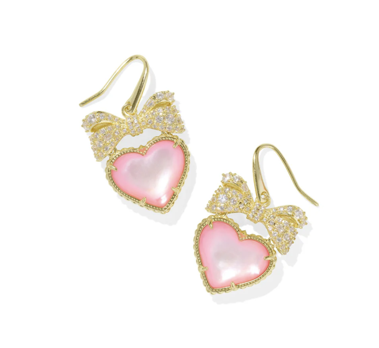 Haisley Heart Drop Gold Pink MOP Earrings
