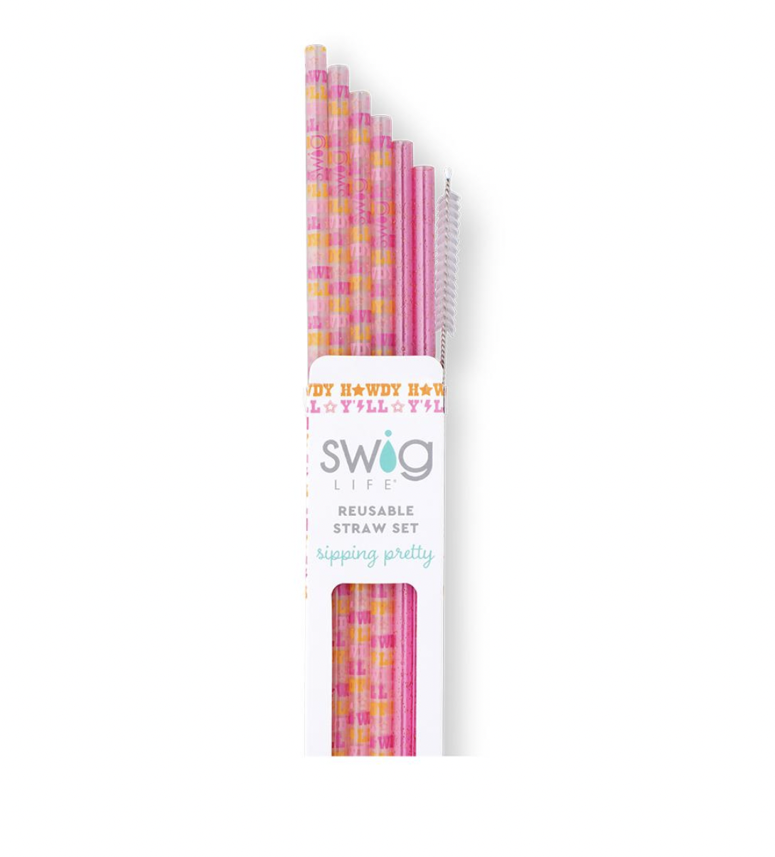 Swig 6 Straws & 1 Cleaning Brush-Howdy Yall