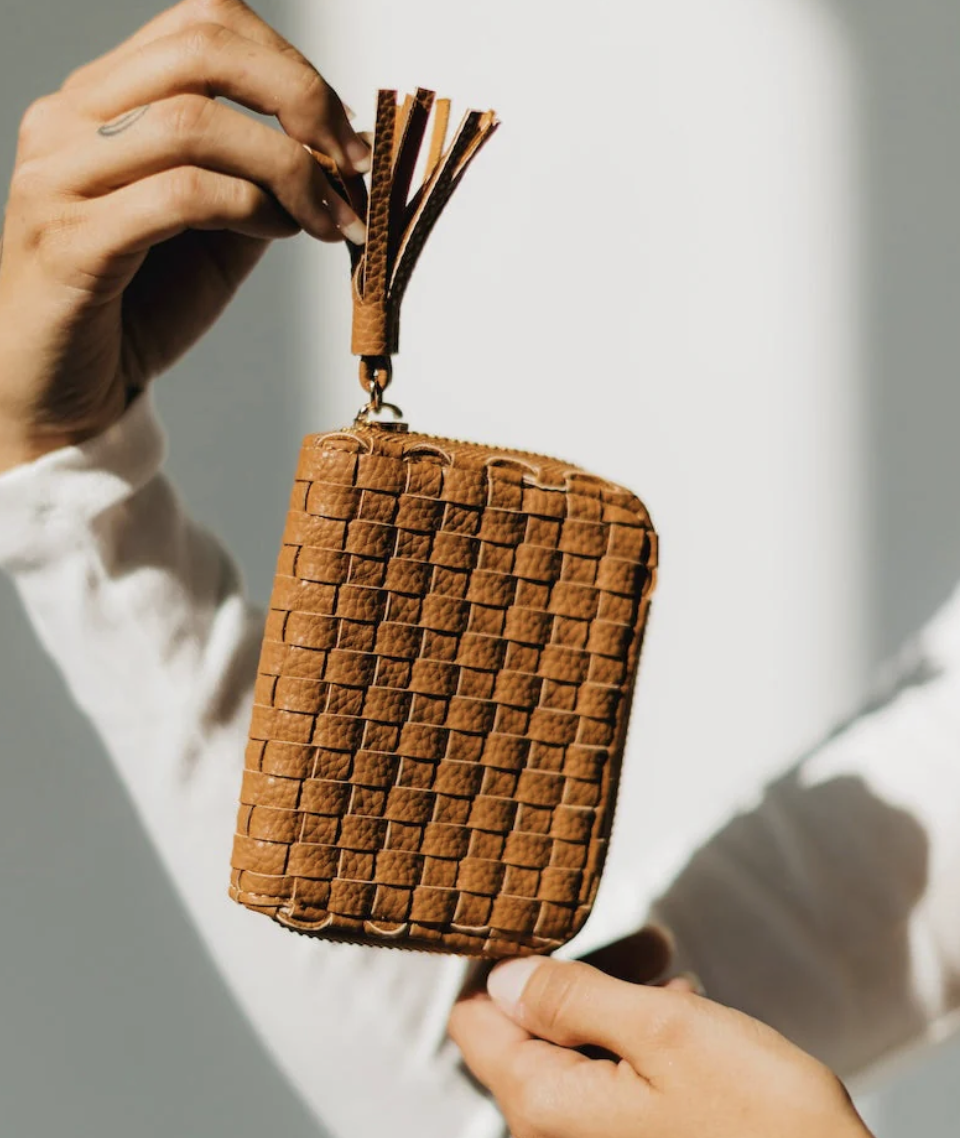 Wynona Woven Wallet-Brown