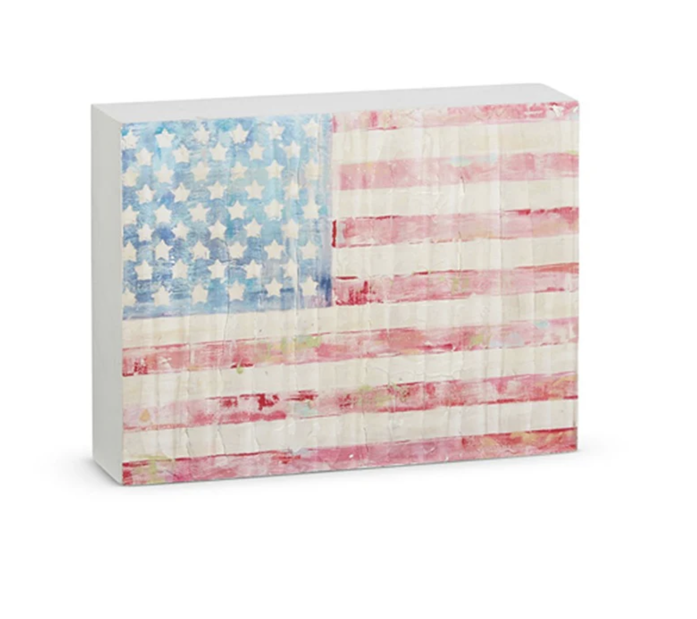 Raz 8" Faded American Flag Wood Block