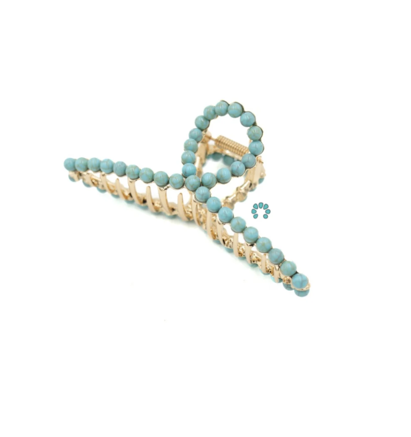 Faux Turquoise Claw Clip Gold