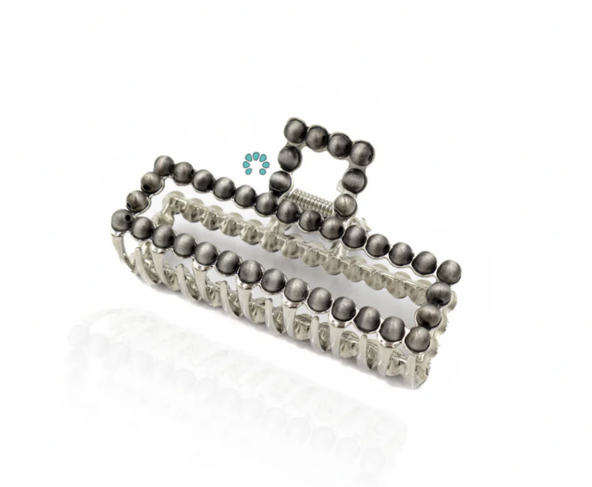 Faux Rectangle Claw Clip Silver