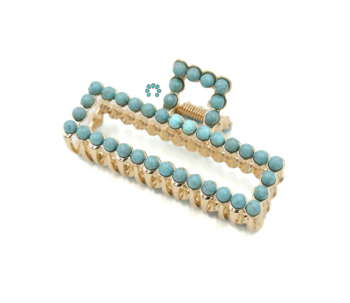 Faux Turquoise Rectangle Claw Clip Gold