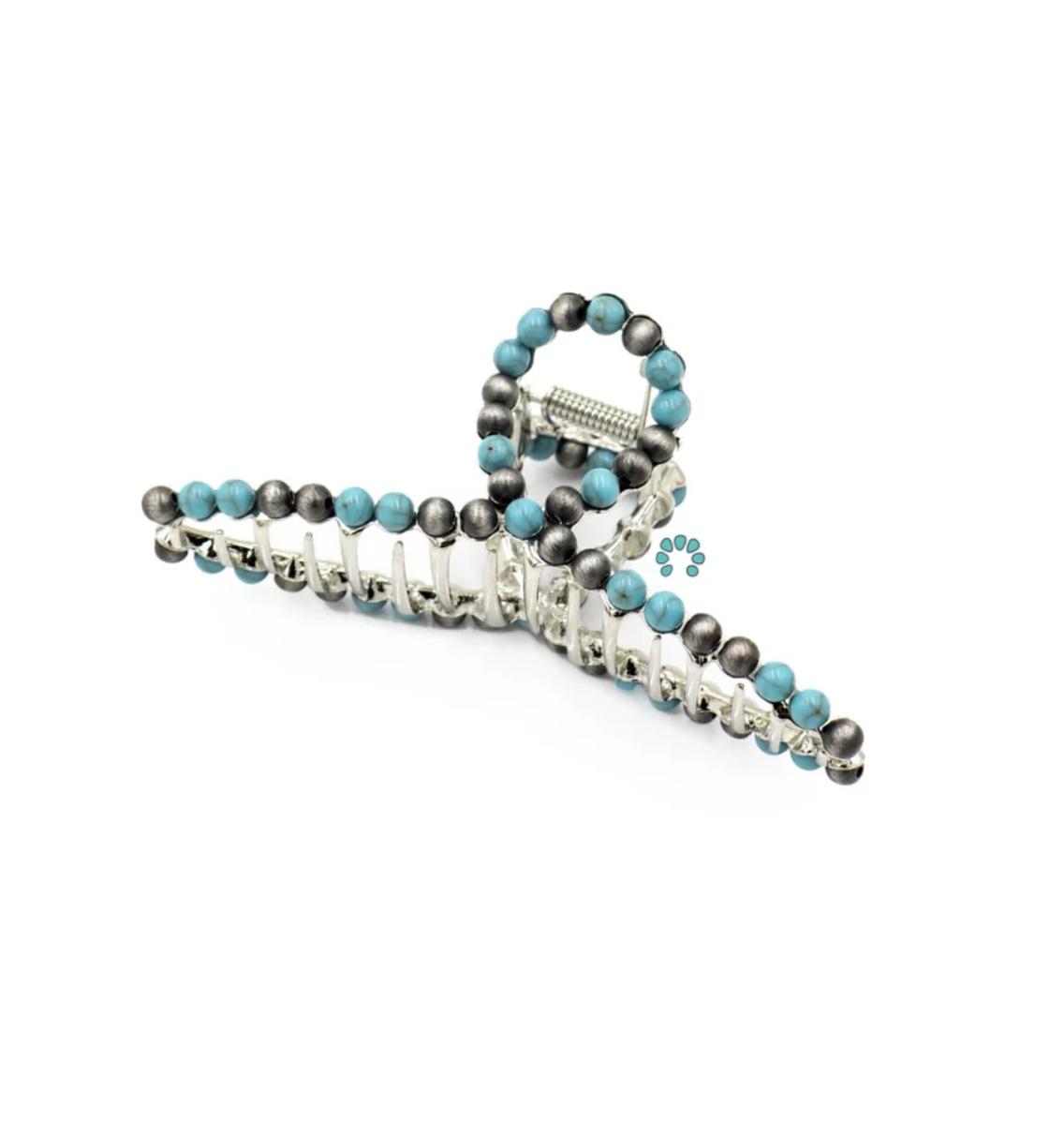 Faux Turquoise Mix Claw Clip Silver