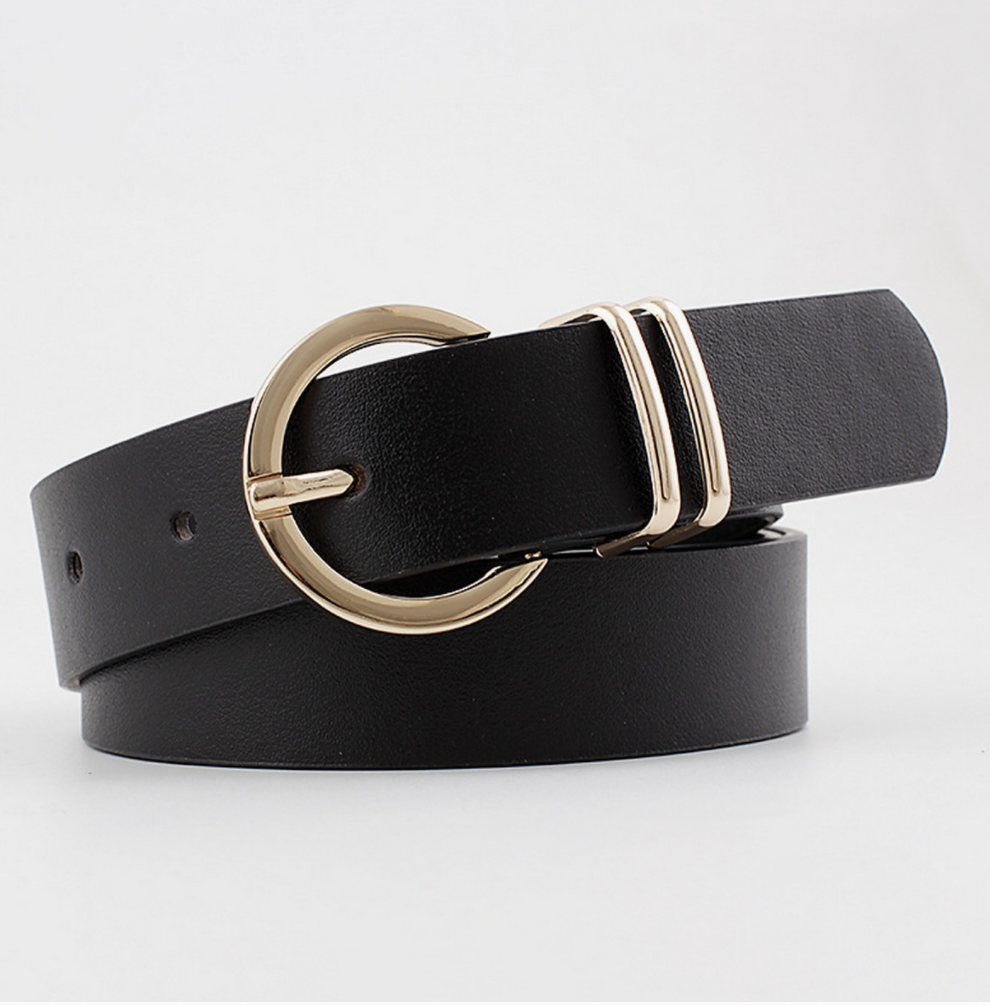 Ring Hole Pin Buckle Belt Black
