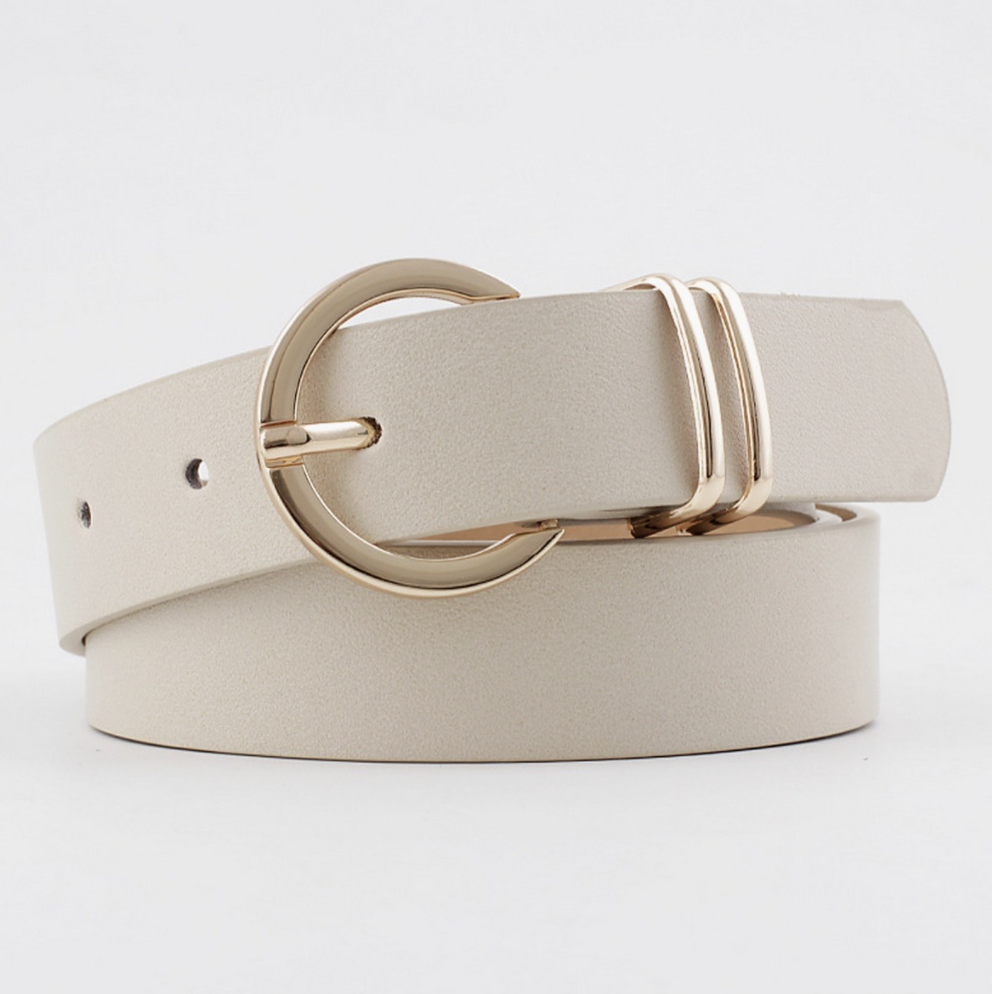 Ring Hole Pin Buckle Belt Beige