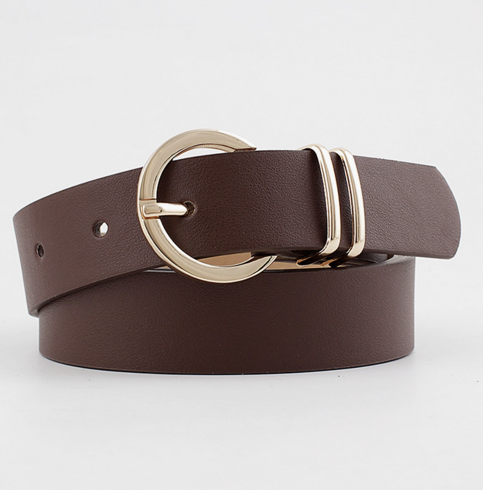 Ring Hole Pin Buckle Belt Coffee