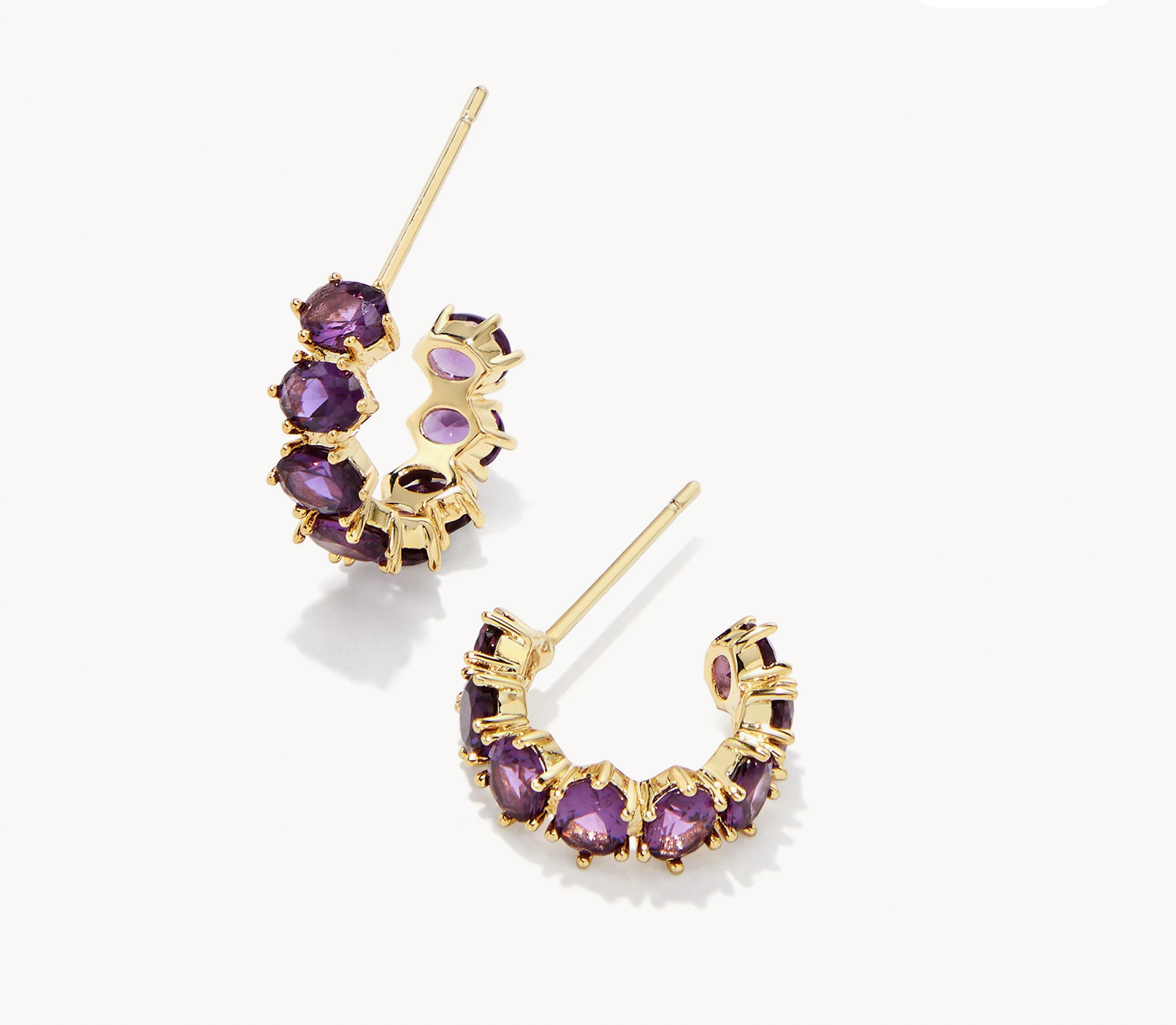 Cailin Crystal Gold Huggie Purple Earrings