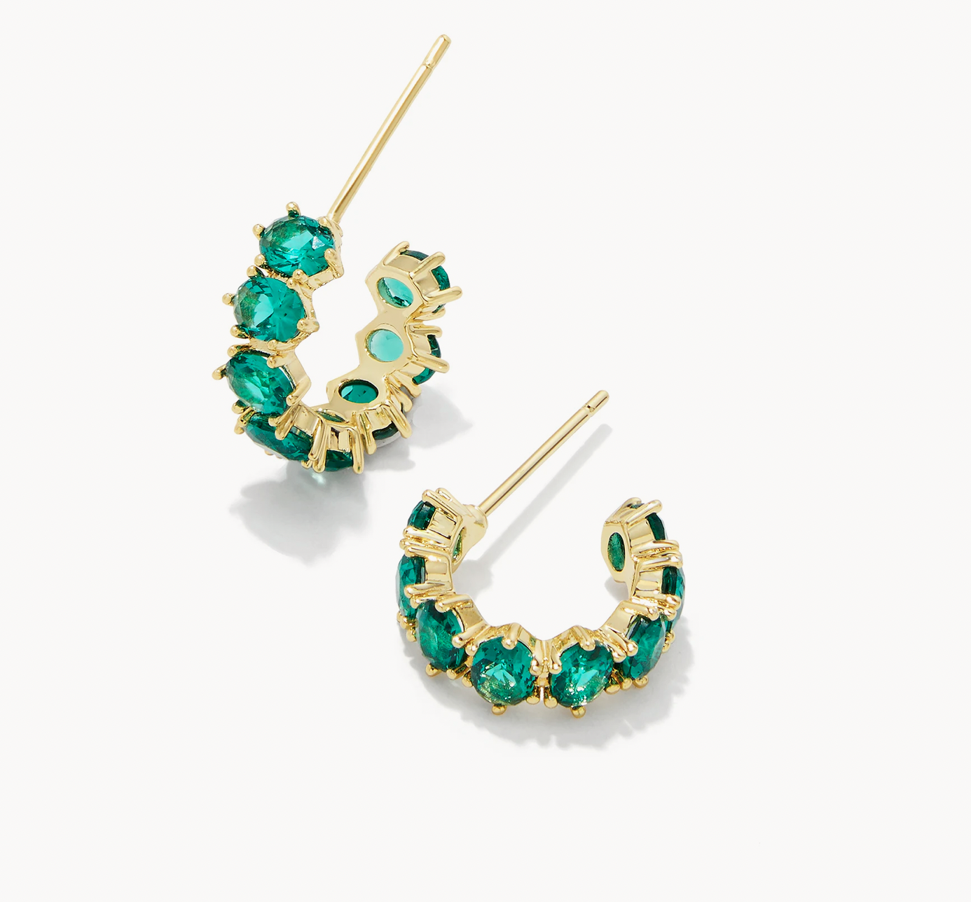Cailin Crystal Gold Huggie Green Crystal Earrings
