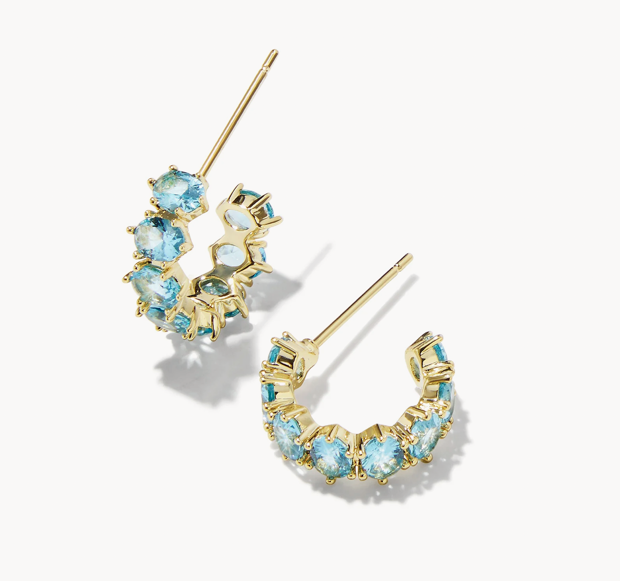 Cailin Crystal Gold Huggie Aqua Crystal Earrings