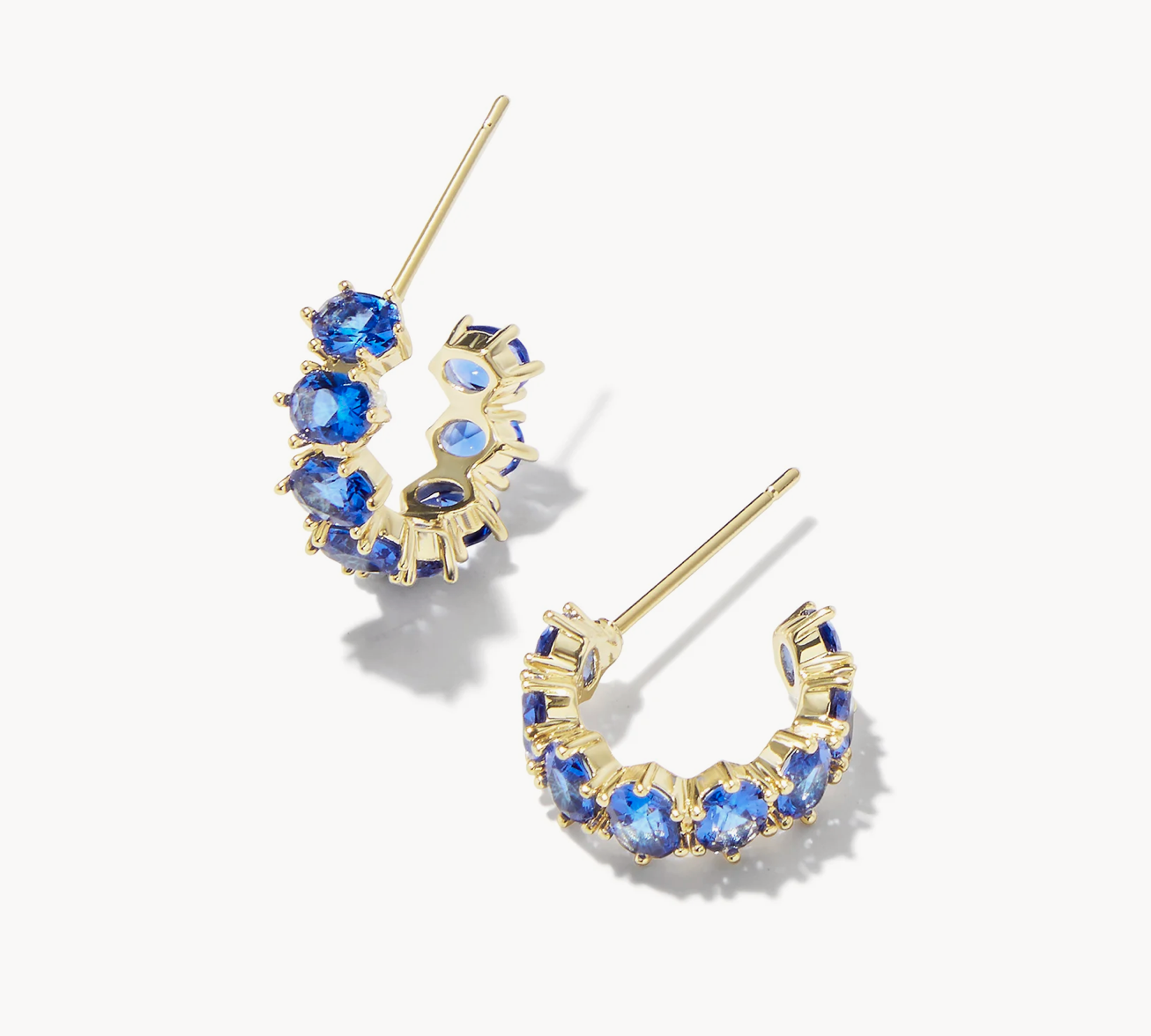 Cailin Crystal Gold Huggie Blue Crystal Earrings Kendra Scott