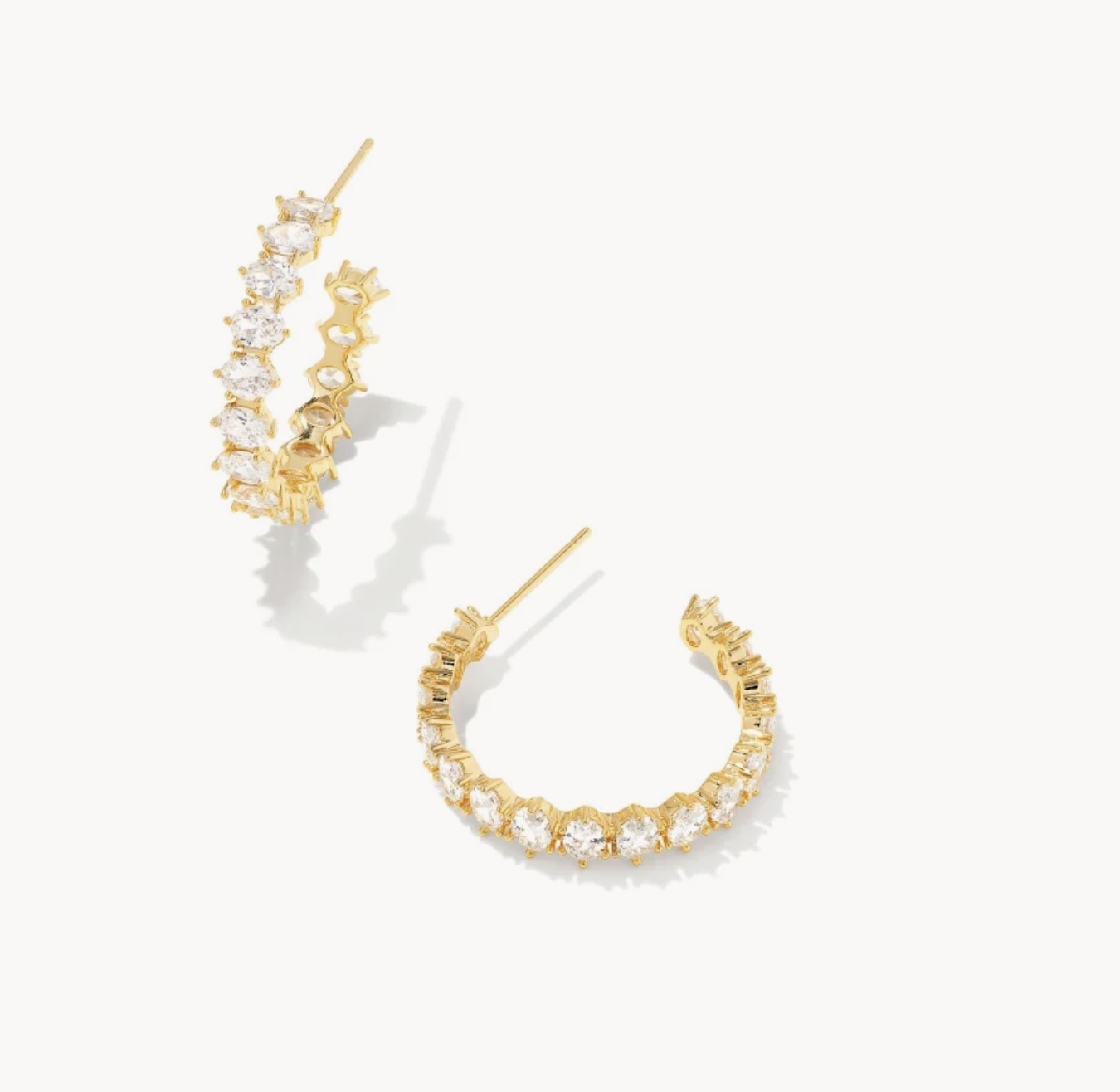 Cailin Crystal Hoop Gold Metal White Earrings