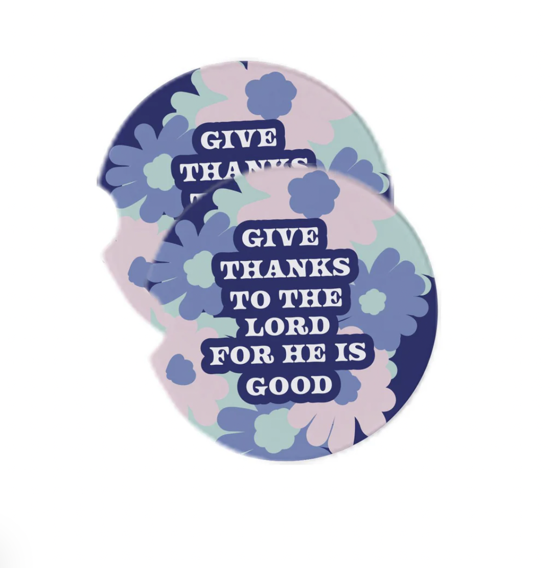 Mary Square Set of 2 Car Coasters-For He Is Good