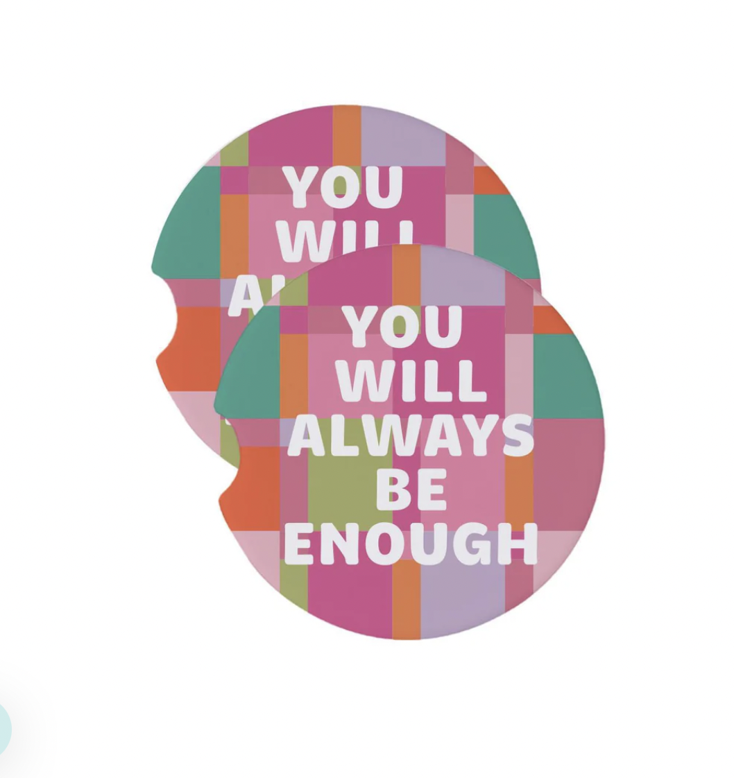 Mary Square Set of 2 Car Coasters-You Will Always Be Enough