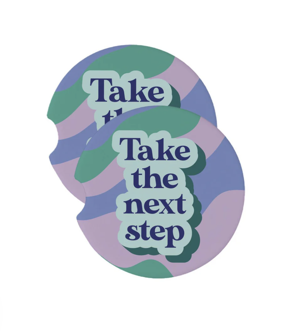Mary Square Set of 2 Car Coasters-Take The Next Step