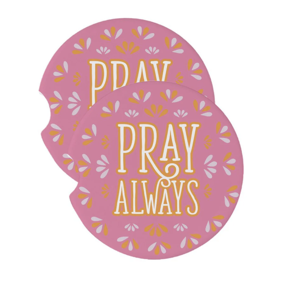 Mary Square Set of 2 Car Coasters-Pray Always
