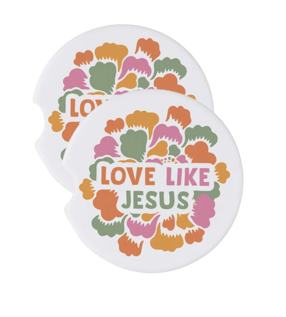 Mary Square Set of 2 Car Coasters-Love Like Jesus