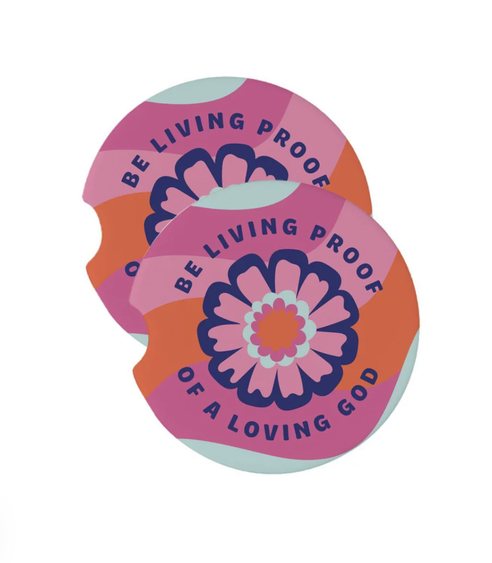 Mary Square Set of 2 Car Coasters-Be Living Proof