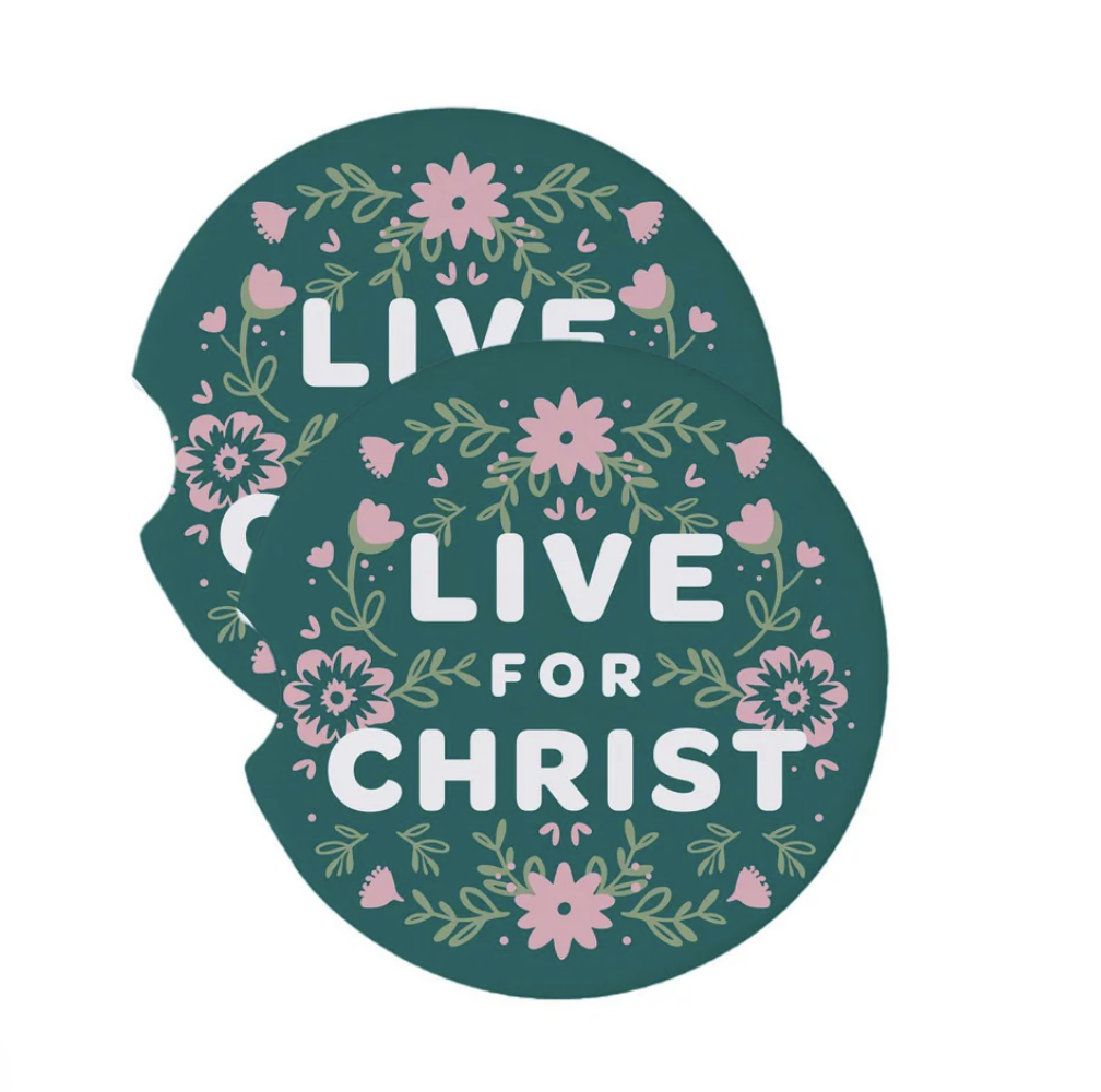 Mary Square Set of 2 Car Coasters-Live For Christ