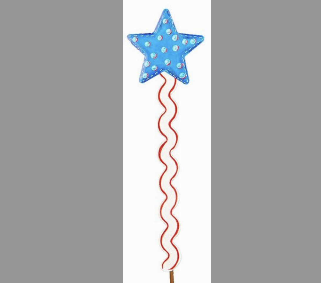 The Round Top Metal Stake-Blue Star Polka