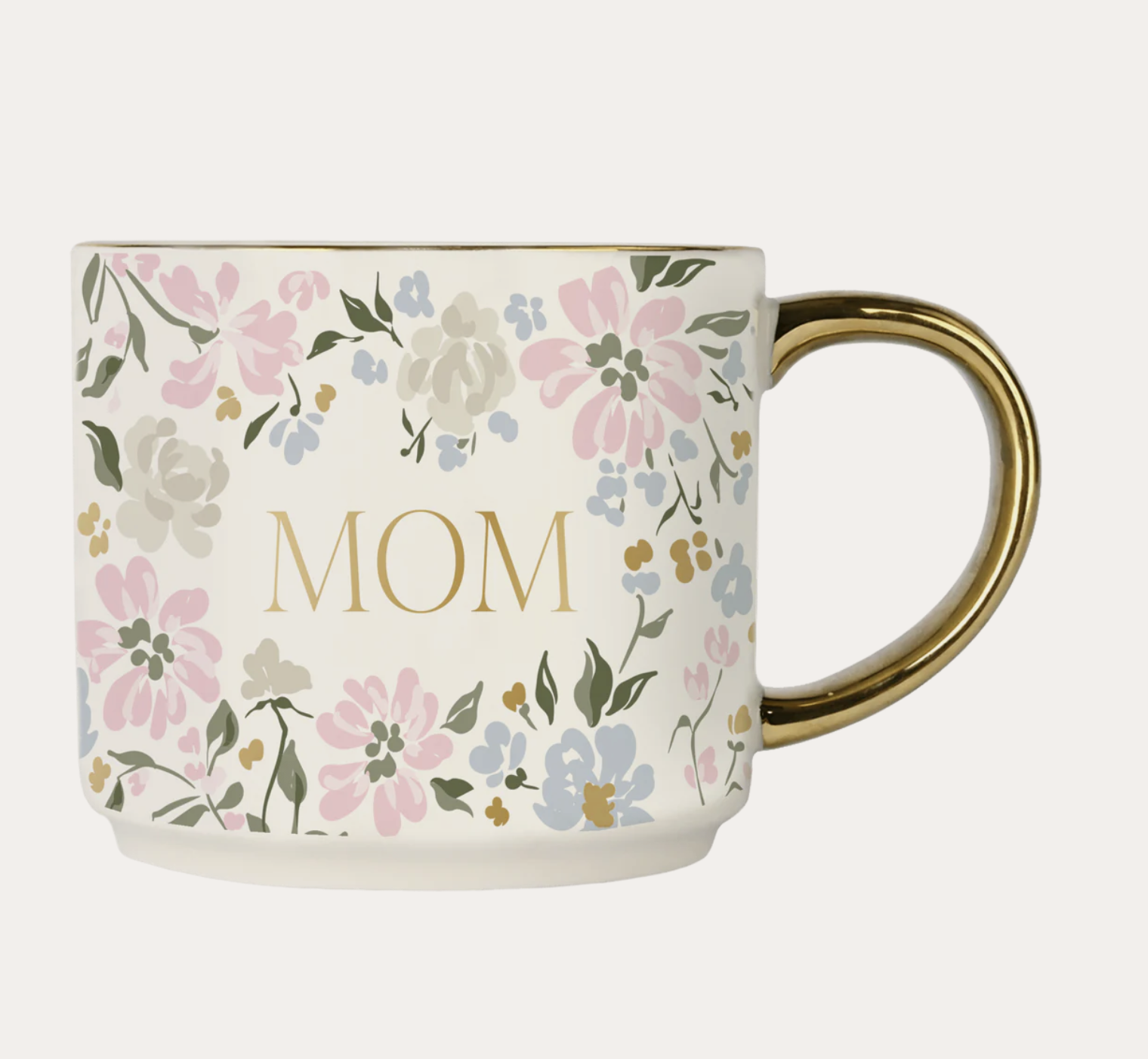 Mom Floral Gold Handle Mug